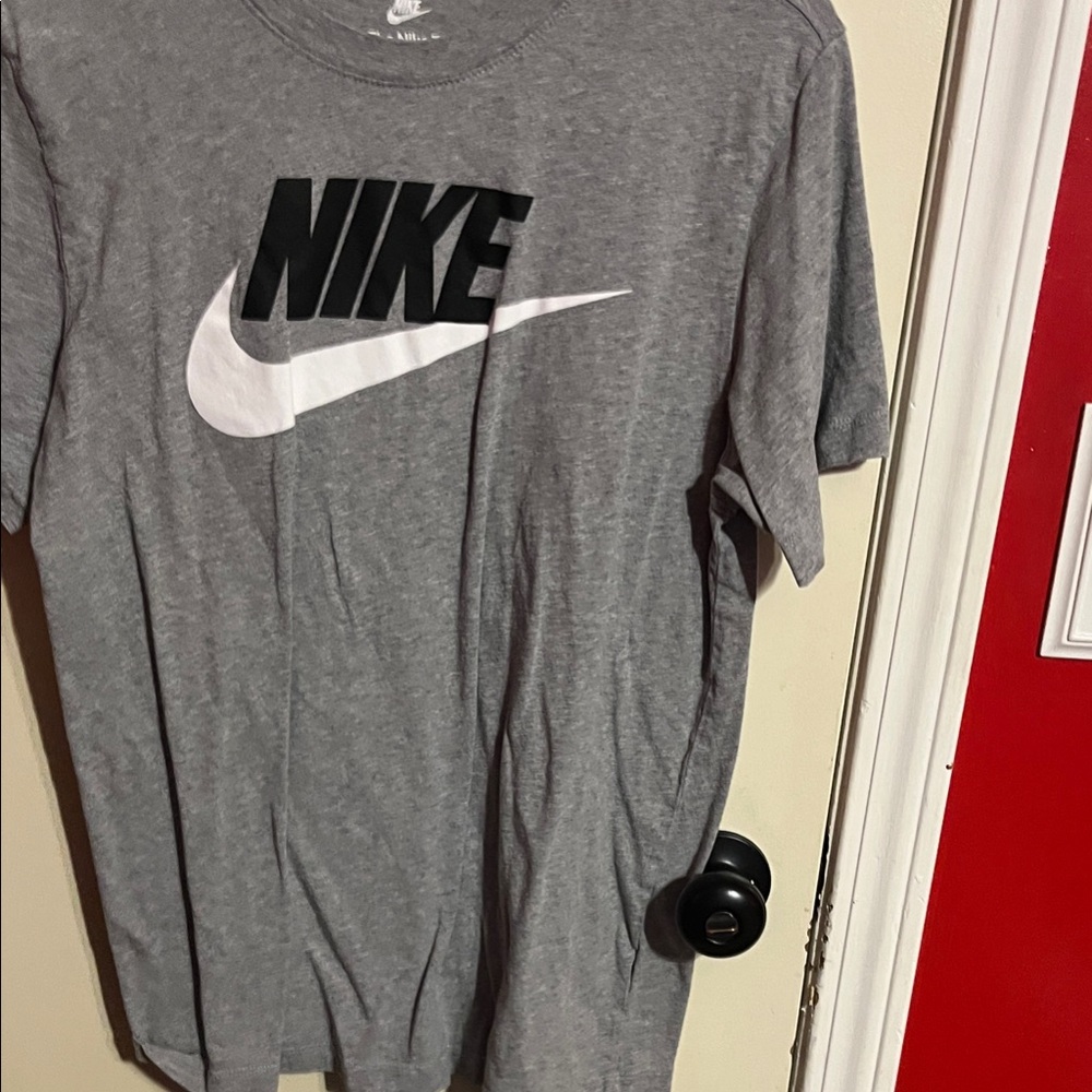 Nike Heather Gray Tee with Black and White Logo